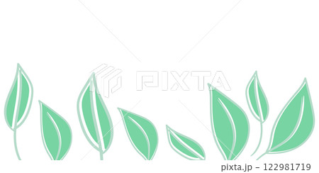 Floral frame with colorful exotic branches on white background. Ornate border with tropic leaves. Vector stock illustration for wallpaper, posters, card. Doodle style. Copy space 122981719