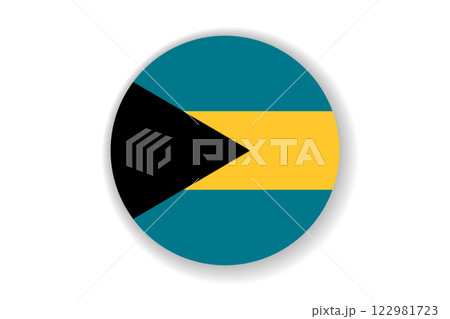 Flag of Bahamas. National symbol in official colors. Template icon. Abstract vector background. Round glass light ball, 3D big bubble, sphere 122981723
