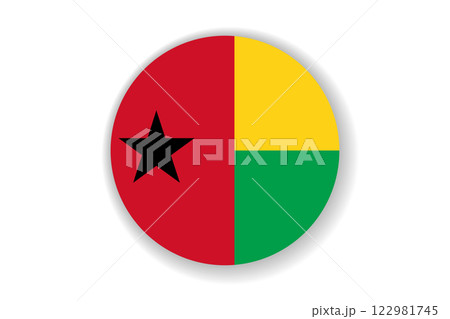Flag of Guinea-Bissau. National symbol in official colors. Template icon. Abstract vector background. Round glass light ball, 3D big bubble, sphere 122981745