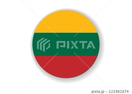 Flag of Lithuania. Lithuanian national symbol in official colors. Template icon. Abstract vector background. Round glass light ball, 3D big bubble, sphere Flag of Lithuania. Lithuanian national symbol in official colors. Template icon. Abstract vector background. Round glass light ball, 3D big bubble, sphere 122981874