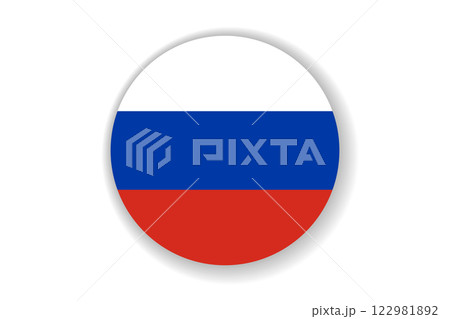 Flag of Russia. Russian national symbol in official colors. Template icon. Abstract vector background. Round glass light ball, 3D big bubble, sphere 122981892