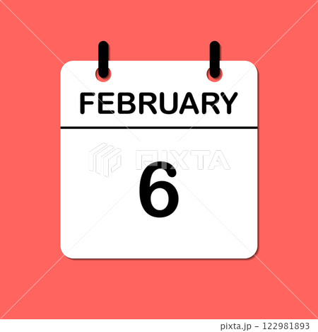 February 6. Daily Calendar icon for design. Simple design for business brochure, flyer, print media, advertisement. Easily editable 122981893