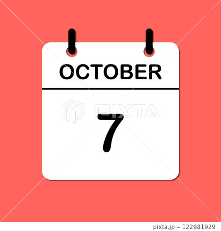 October 7. Daily Calendar icon for design. Simple design for business brochure, flyer, print media, advertisement. Easily editable 122981929