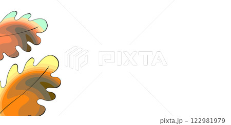 Floral frame with colorful exotic branches on white background. Ornate border with tropic leaves. Vector stock illustration for wallpaper, posters, card. Doodle style. Copy space 122981979