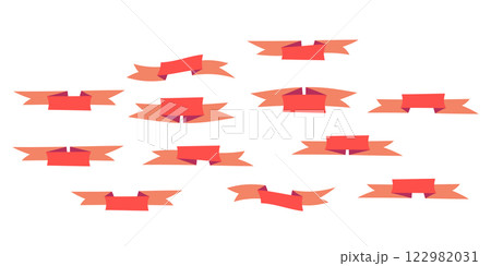 Set of pink flat ribbons isolated on white background. Ribbon banner vector illustration. Watercolor lace Set of pink flat ribbons isolated on white background. Ribbon banner vector illustration. Watercolor lace 122982031