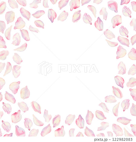 Frame with sakura flowers on background. Spring blooming cherry blossom flowers for Hanami festival. Delicate shades of pink, lilac, lilac, purple petals. Watercolor template for card, poster, web Frame with sakura flowers on background. Spring blooming cherry blossom flowers for Hanami festival. Delicate shades of pink, lilac, lilac, purple petals. Watercolor template for card, poster, web 122982083