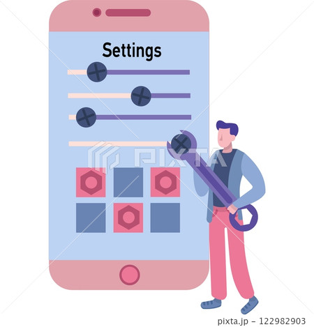 Mobile settings icon phone app setup vector Mobile settings icon phone app setup vector 122982903