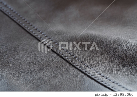 Detail shot of supple leather jacket with stitching 122983066