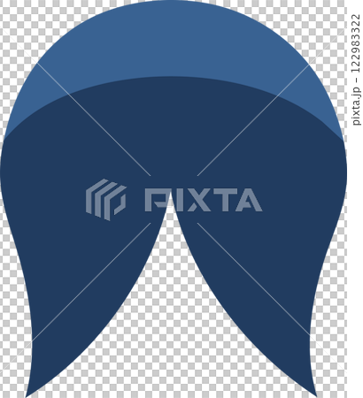 Long Blue Cartoon Mustache Icon Quirky Design Element Father's Day Icon Moustache 122983322
