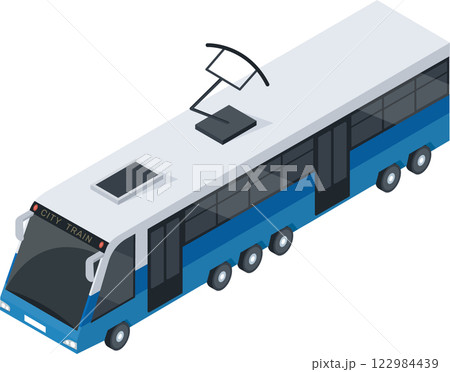 Isometric view featuring a modern electric city train navigating through an urban landscape, emphasizing the importance of sustainable public transportation in metropolitan areas Isometric view featuring a modern electric city train navigating through an urban landscape, emphasizing the importance of sustainable public transportation in metropolitan areas 122984439