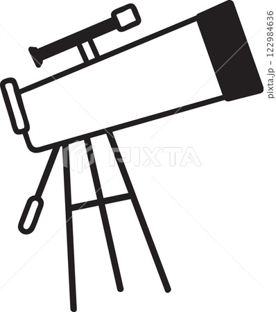 Telescope pointing upward, resting on a tripod, ready for astronomical observation and stargazing, exploring the night sky and celestial bodies 122984636