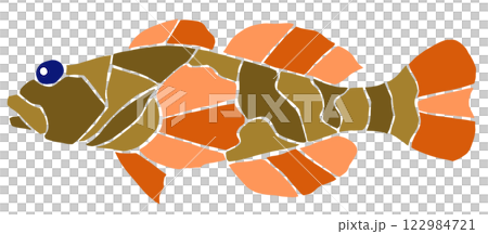 Freshwater fish sculpin mosaic style cutout illustration without seams 122984721