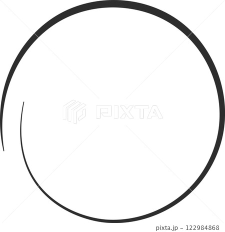 Simple graphic featuring an incomplete circle with two curved lines extending from its edge, representing loading or a cyclical process in a modern, minimal design Simple graphic featuring an incomplete circle with two curved lines extending from its edge, representing loading or a cyclical process in a modern, minimal design 122984868