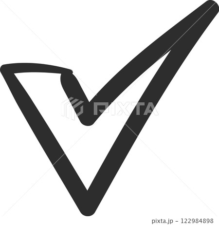 Simple, hand drawn check mark symbolizing approval, agreement, or task completion, conveying a sense of accomplishment and positive outcome Simple, hand drawn check mark symbolizing approval, agreement, or task completion, conveying a sense of accomplishment and positive outcome 122984898