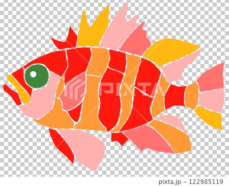 A lovely stained glass style cut-out illustration of a saltwater fish, sea bream, without joints A lovely stained glass style cut-out illustration of a saltwater fish, sea bream, without joints 122985119