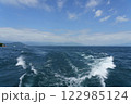 琵琶湖の竹生島クルーズ船の上から見る航跡 122985124