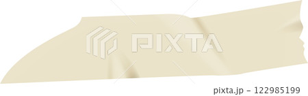 Beige adhesive tape featuring torn and wrinkled edges, creating a realistic and textured appearance, isolated against a clean white background, perfect for various creative projects Beige adhesive tape featuring torn and wrinkled edges, creating a realistic and textured appearance, isolated against a clean white background, perfect for various creative projects 122985199