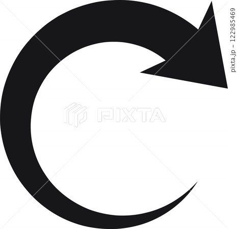 Circular arrow rotating in a clockwise direction, providing a dynamic visual representation of concepts like reloading, refreshing, and continuous rotation in design 122985469