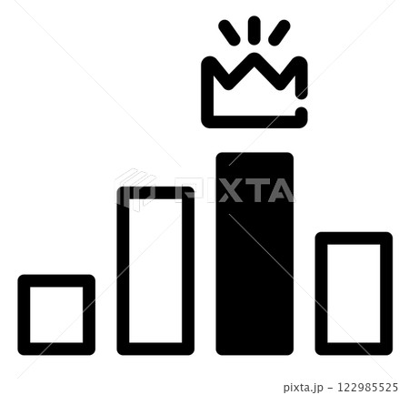シンプルな棒グラフと王冠のアイコン シンプルな棒グラフと王冠のアイコン 122985525
