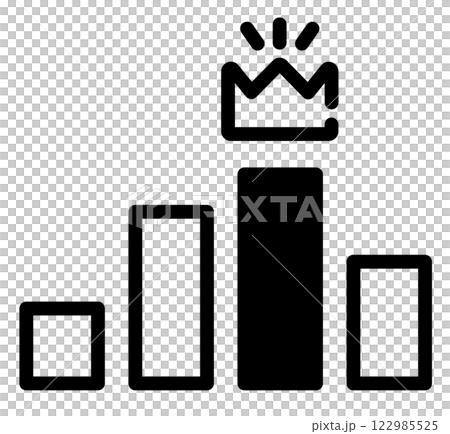 シンプルな棒グラフと王冠のアイコン シンプルな棒グラフと王冠のアイコン 122985525