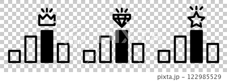 Simple bar graph and crown, diamond and star icon Simple bar graph and crown, diamond and star icon 122985529