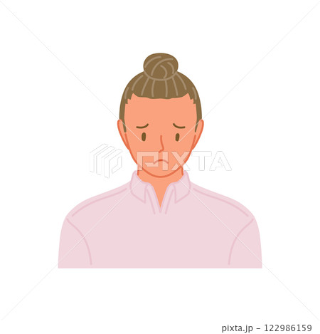 正面から見た薄毛の若い女性(ひっつめ髪) 正面から見た薄毛の若い女性(ひっつめ髪) 122986159