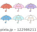 ゆるかわな顔付き傘のイラストセット　手描き 122986211