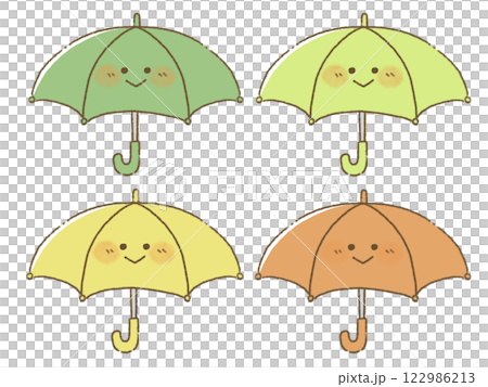 一組可愛的手繪雨傘插畫 一組可愛的手繪雨傘插畫 122986213
