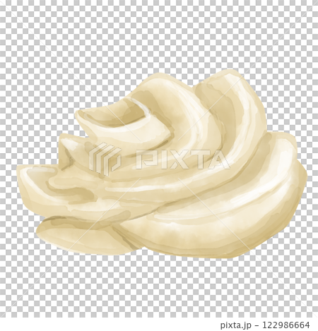 Watercolor Illustration with Vanilla Cream Rose Topping, Clipart Template for Print, Web Advertising, Textile 122986664