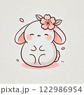 かわいいにこにこ桜をつけたうさぎちゃん 122986954