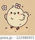 かわいいぴよぴよ桜をつけたひよこちゃん 122986955