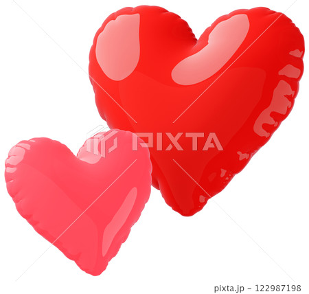 3D画像_ハートの風船_赤 3D画像_ハートの風船_赤 122987198