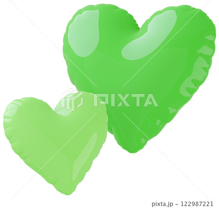 3D画像_ハートの風船_緑 3D画像_ハートの風船_緑 122987221