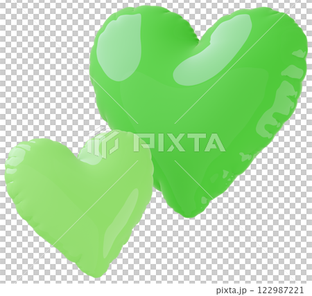3D画像_ハートの風船_緑 3D画像_ハートの風船_緑 122987221