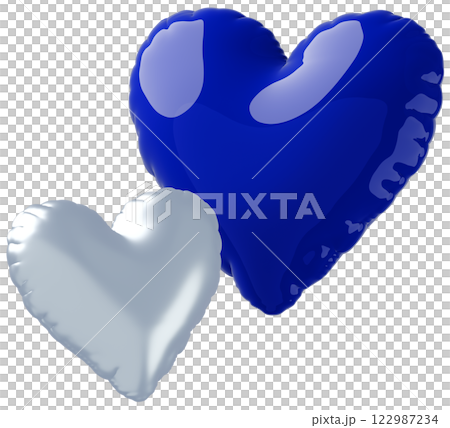 3D画像_ハートの風船_青 122987234