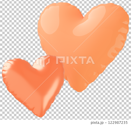 3D画像_ハートの風船_オレンジ 3D画像_ハートの風船_オレンジ 122987235