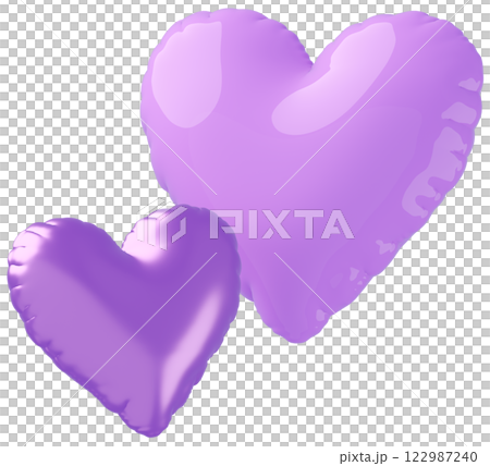 3D画像_ハートの風船_紫 3D画像_ハートの風船_紫 122987240