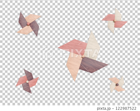 木製風車的3DCG透明背景 122987522