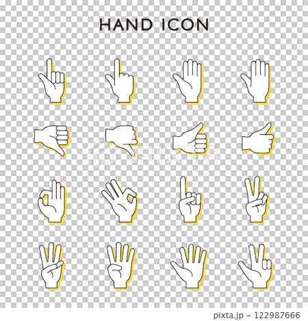 Hand sign icon finger set variation illustration vector gesture hand symbol 122987666