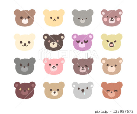 かわいいクマのイラスト表情セット 122987672