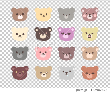 かわいいクマのイラスト表情セット 122987672