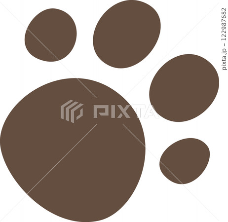 チョコレートブラウンの動物の足跡 122987682