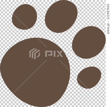 チョコレートブラウンの動物の足跡 122987682