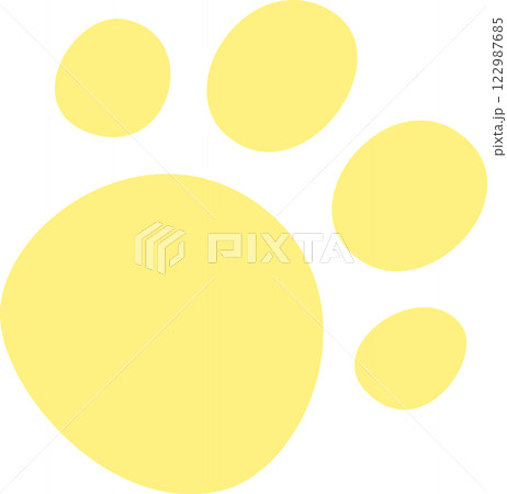 淡いイエローの動物の足跡 122987685