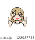 ガッツポーズをする女子 122987733