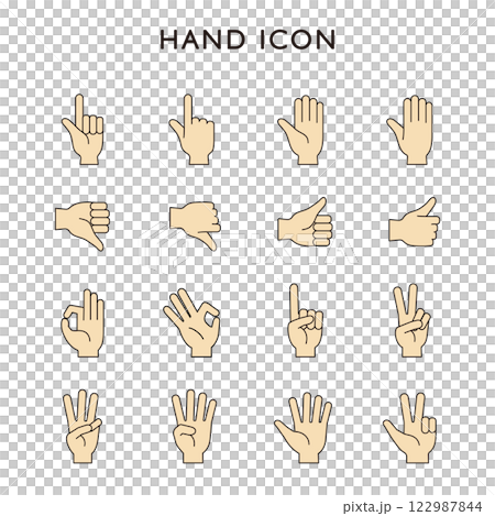 Hand sign icon finger set variation illustration vector gesture hand symbol 122987844