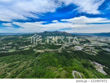阿蘇山麓のパノラマ空撮 阿蘇山麓のパノラマ空撮 122987872