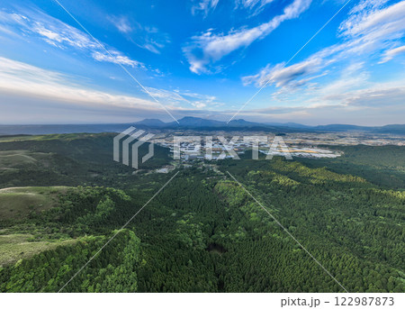 阿蘇山麓のパノラマ空撮 阿蘇山麓のパノラマ空撮 122987873