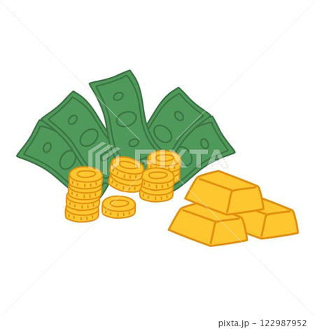 Gold Bars and Dollar icon illustration Gold Bars and Dollar icon illustration 122987952