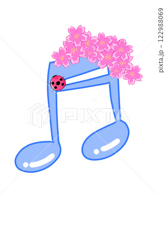 サクラの付いた音符 サクラの付いた音符 122988069